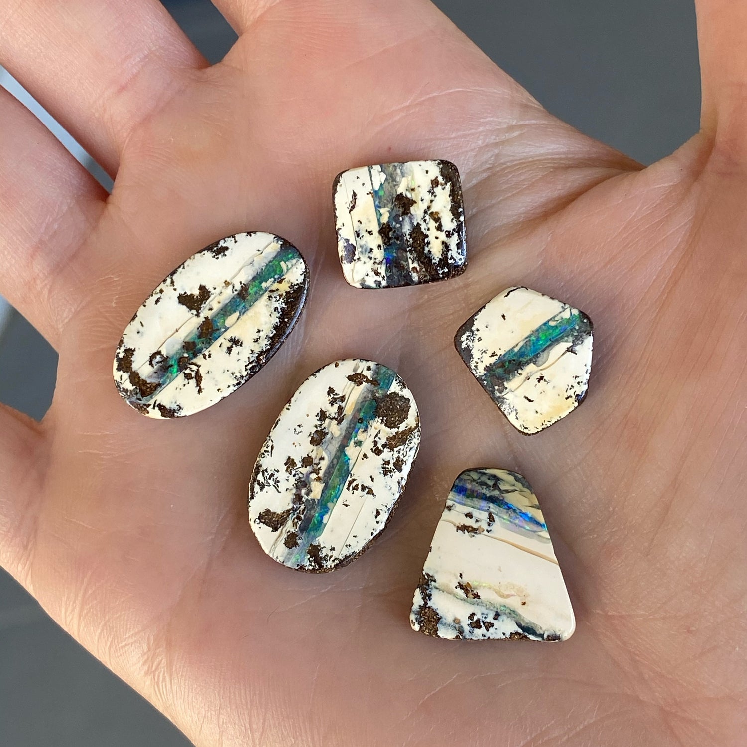 Unusual white opals