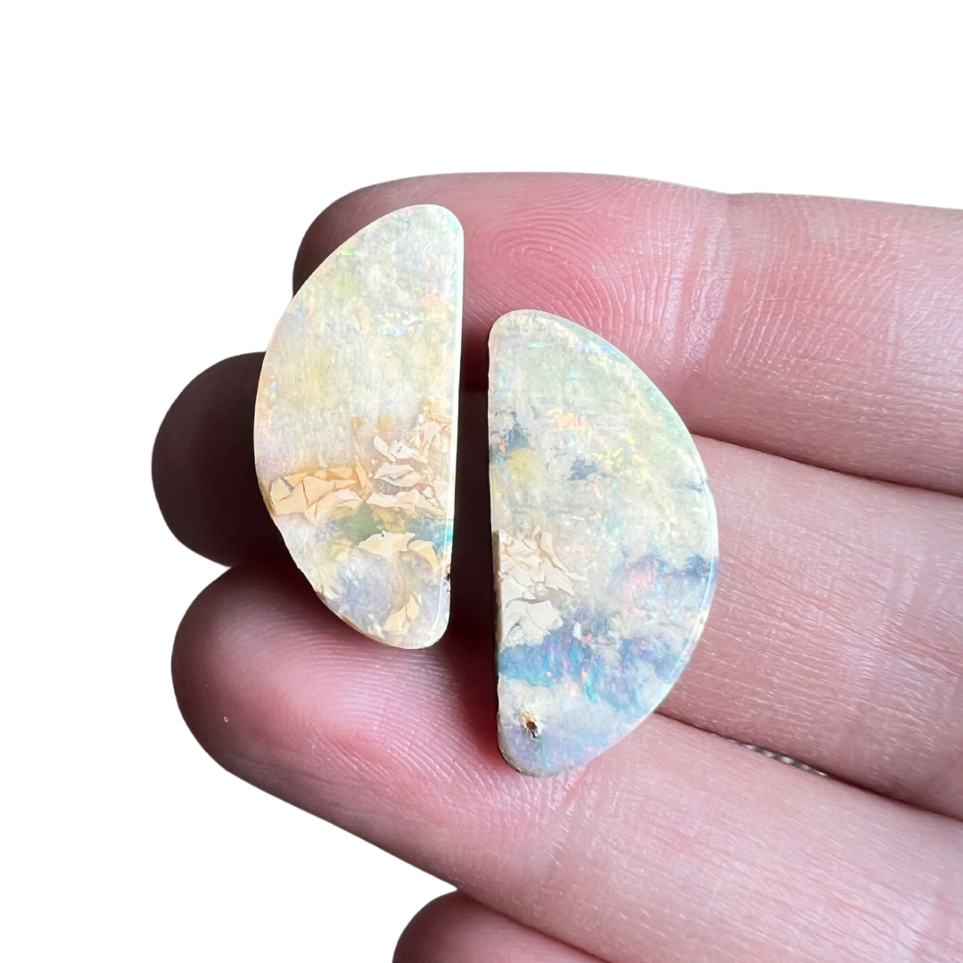 15.81 Ct half-circle boulder opal pair