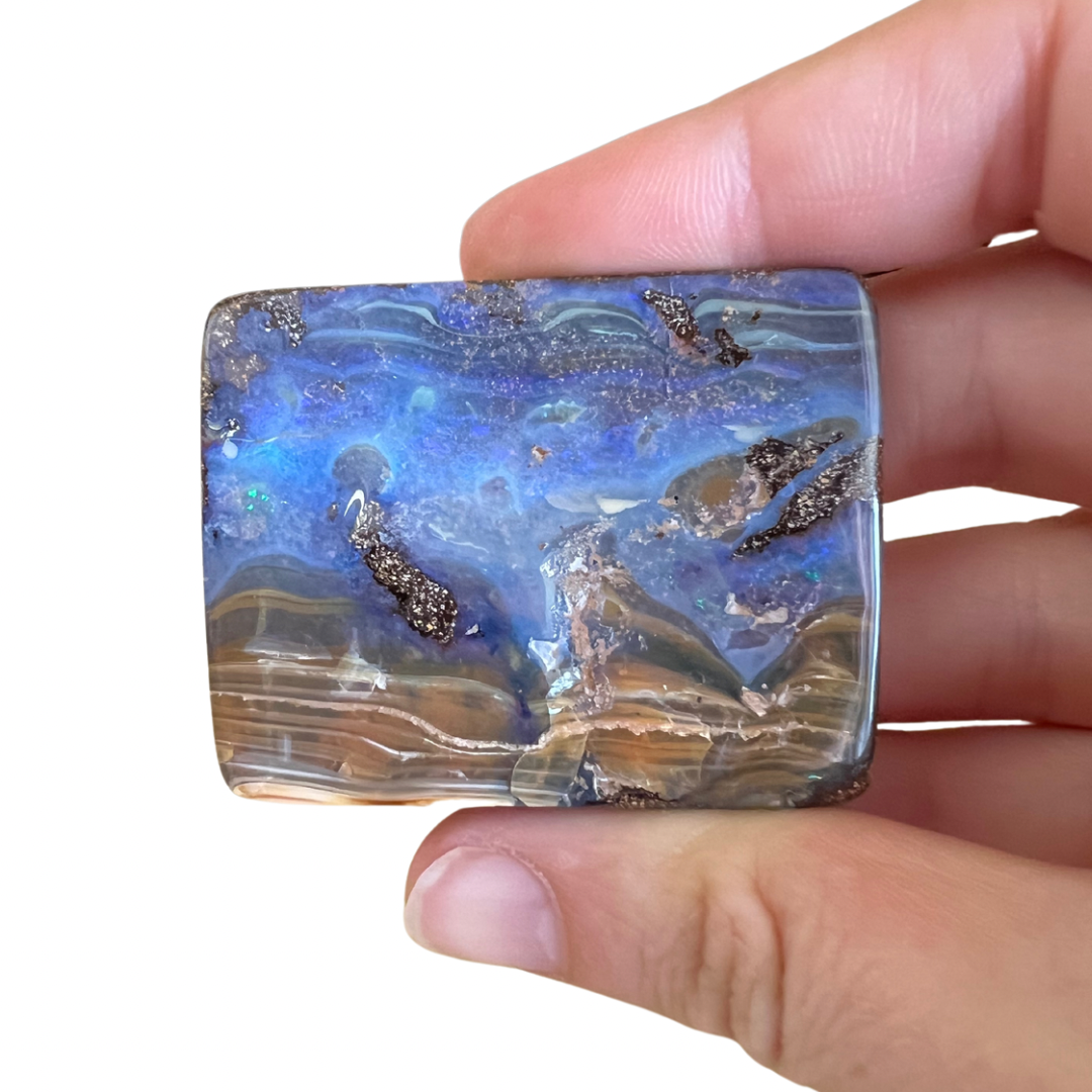 50 g blue and purple boulder opal specimen