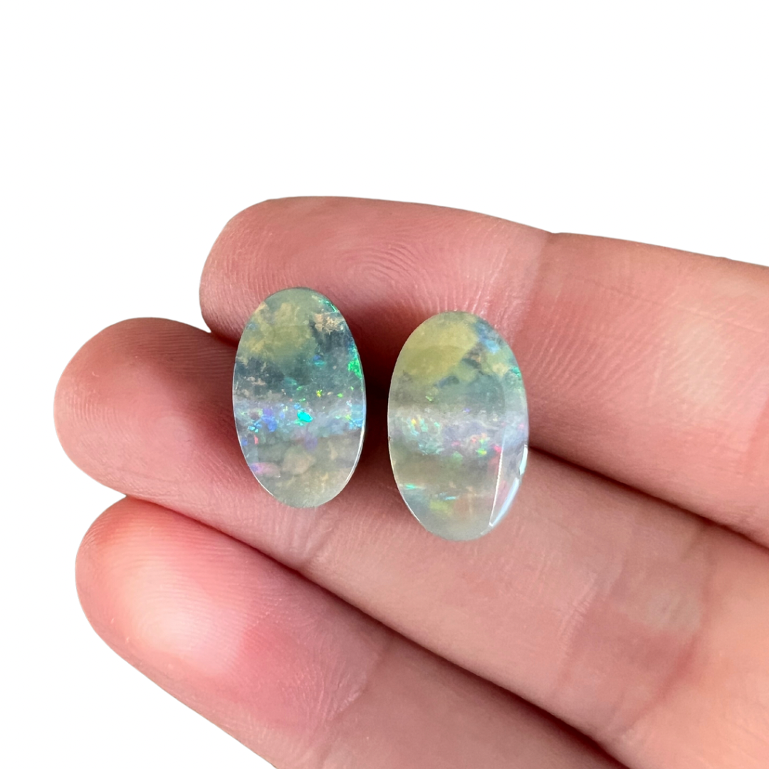 6.85 Ct oval boulder opal pair