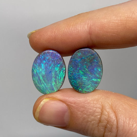 14.02 Ct oval boulder opal pair